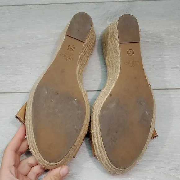 Valentino Garavani Womens Espadrille Wedge Leather Sandals shoes sz 40.5/10.5